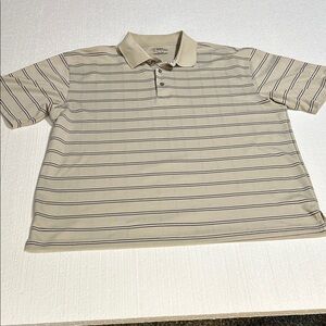 PGA Tour Beige Polo with Dark Stripes